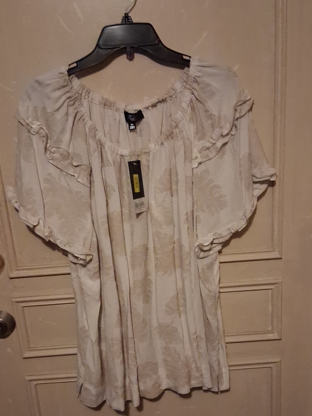 Nwt Slim Factor Heidi Light Cream Floral Peasant Top - Women